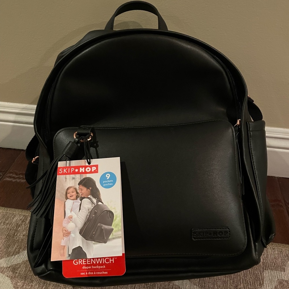 Skip*HOP Greenwich diaper backpack black NWT